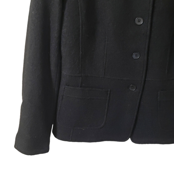 Talbots Womens Wool Blend Collarless Black Blazer Jacket Sz 10 - Picture 4 of 14